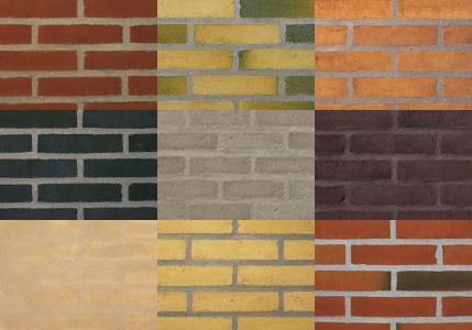 Barmhjertige fred bruger Stort udvalg af mursten i mange farver, størrelser og typer.