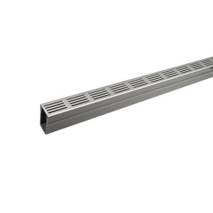 Plastmo SlimLine dræn med rist, 1 meter, aluminium sølv