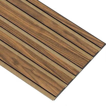 I-Wood Basic Mixed akustikpanel, klar olieret, brun filt og sort kerne, valnøddefiner, 17 x 300 mm 