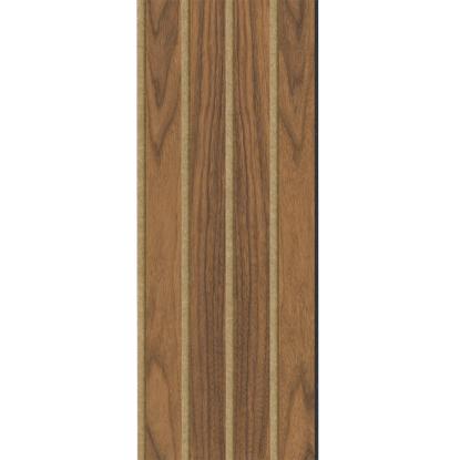 I-Wood Medio+ 4-lamel akustikpanel, klar olieret, brun filt og sort kerne, valnøddefiner, 17 x 300 mm