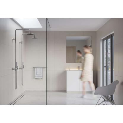 Fibo Cement vådrumspanel med 60 x 80 cm fliselook, 10 x 600 x 2400 mm, terrazzo light silk