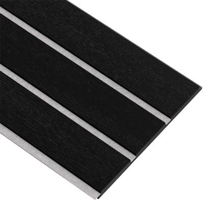 I-Wood Medio+ 3-lamel akustikpanel, sortmalet, grå filt og sort kerne, egefiner, 17 x 300 mm