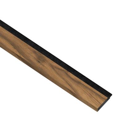 I-Wood afslutningsliste til akustikpanel, klar olieret, sort filt og sort kerne, valnøddefiner, 17 x 42 mm