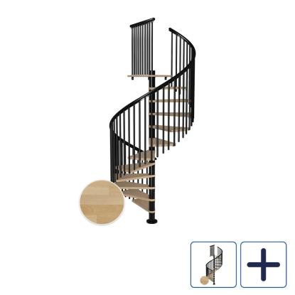 DOLLE Montreal CLASSIC 5 spindeltrappe, Ø160 cm, sort/olieret bøg 