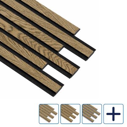 I-Wood Pro+ I-Lock Original akustikpanel, mørkebrun olieret, sort kerne, egefiner, 17 x 300 x 2400 mm