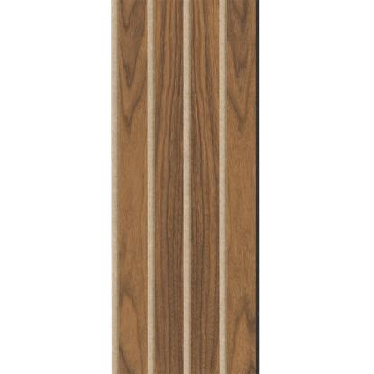I-Wood Medio+ 4-lamel akustikpanel, klar olieret, beige filt og sort kerne, valnøddefiner, 17 x 300 mm