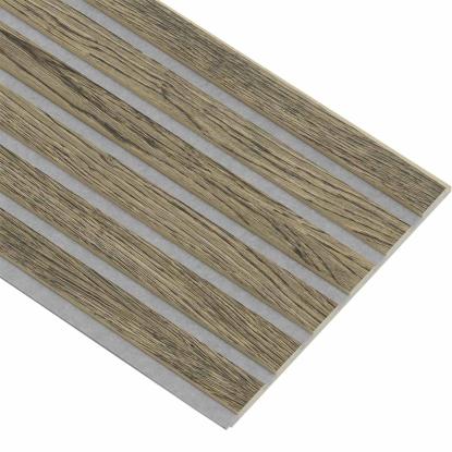 I-Wood Basic Original akustikpanel, sort olieret, grå filt og lys kerne, egefiner, 16 x 300 mm 