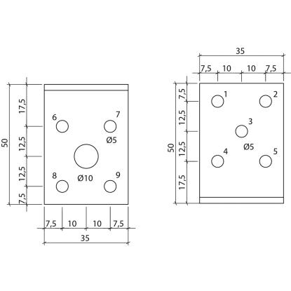 SIMA vinkelbeslag S35, rustfri A2 - 50 x 50 x 2,0 x 35 mm