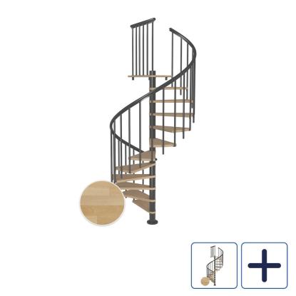 DOLLE Montreal CLASSIC 3 spindeltrappe, Ø160 cm, antracit/olieret bøg