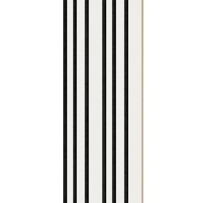 I-Wood Basic Mixed akustikpanel, hvidmalet, sort filt og lys kerne, folie, 16 x 300 mm 
