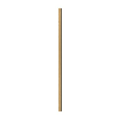 I-Wood afslutningsliste til 4-lamel akustikpanel, klar olieret, sort filt og lys kerne, egefiner, 16 x 67 mm
