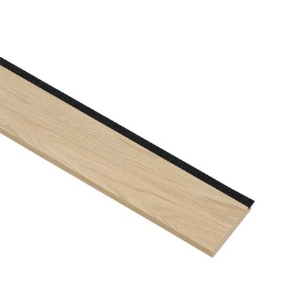 I-Wood afslutningsliste til 3-lamel akustikpanel, hvid olieret, sort filt og lys kerne, egefiner, 16 x 92 mm
