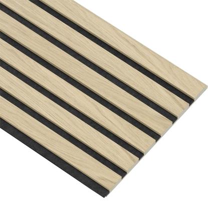 I-Wood Medio+ Original akustikpanel, ubehandlet natur, sort filt og lys kerne, egefiner, 16 x 300 mm