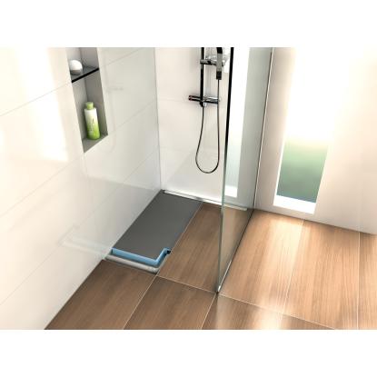 wedi Fundo Plano Linea gulvelement, komplet med 300 mm afløb, 70 x 900 x 900 mm