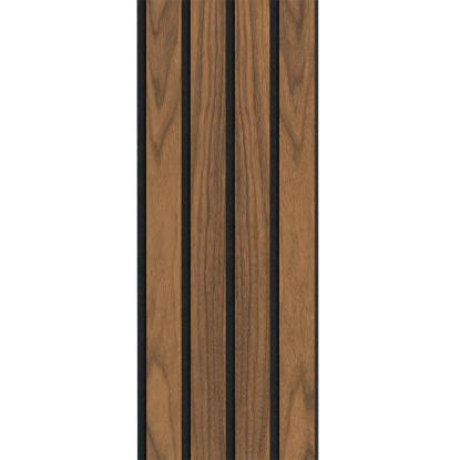 I-Wood Basic 4-lamel akustikpanel, klar olieret, sort filt og sort kerne, valnøddefiner, 17 x 300 mm 