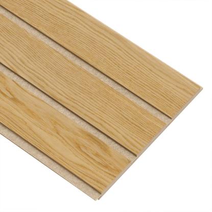 I-Wood Medio+ 3-lamel akustikpanel, klar olieret, beige filt og lys kerne, egefiner, 16 x 300 mm
