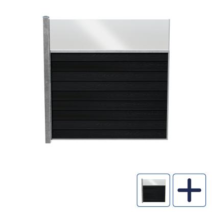 Wimex Glyngøre Royal hegnsfag med glas og A-profil, komposit, sort, 189,3 cm bred