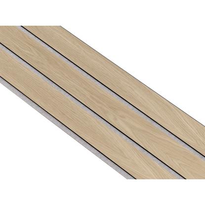 I-Wood Basic 3-lamel akustikpanel, hvid olieret, grå filt og sort kerne, egefiner, 17 x 300 mm 