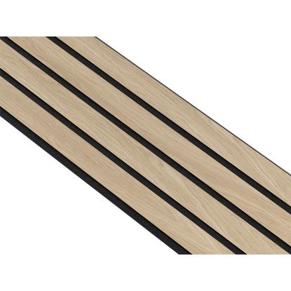 I-Wood Medio+ 4-lamel akustikpanel, hvid olieret, sort filt og sort kerne, egefiner, 17 x 300 mm