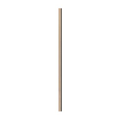 I-Wood afslutningsliste til 4-lamel akustikpanel, ubehandlet natur, sort filt og lys kerne, egefiner, 16 x 67 mm