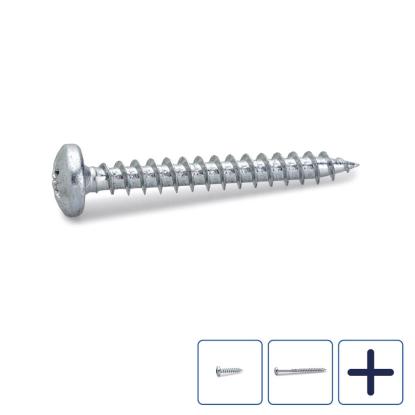 FAST spånskrue med rundt hoved, elforzinket, 5,0 mm - 100 stk.
