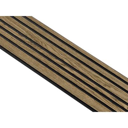 I-Wood Basic Mixed akustikpanel, mørkebrun olieret, sort filt og sort kerne, egefiner, 17 x 300 mm 