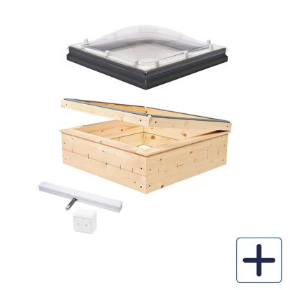 VELUX Commercial ovenlyskuppel med elektrisk oplukkelig karm og 3-lags akryl