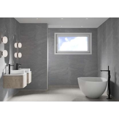 Fibo Basic vådrumspanel uden fugefræsning, 10 x 600 x 2400 mm, silver slate silk