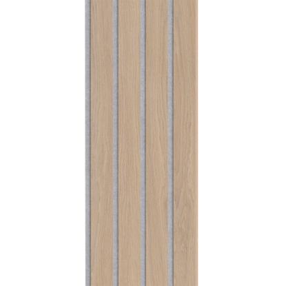 I-Wood Medio+ 4-lamel akustikpanel, ubehandlet natur, grå filt og lys kerne, egefiner, 16 x 300 mm