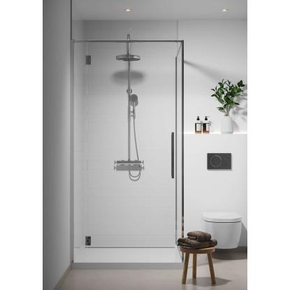 Fibo Colour vådrumspanel med brick wall fliselook, 10 x 600 x 2400 mm, denver white high gloss