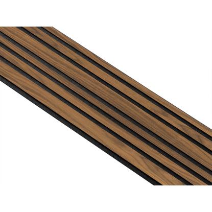 I-Wood Medio+ Mixed akustikpanel, klar olieret, sort filt og sort kerne, valnøddefiner, 17 x 300 mm