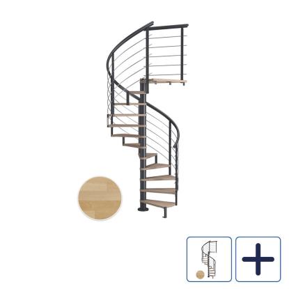 DOLLE Montreal DESIGN spindeltrappe, Ø140 cm, antracit/olieret bøg