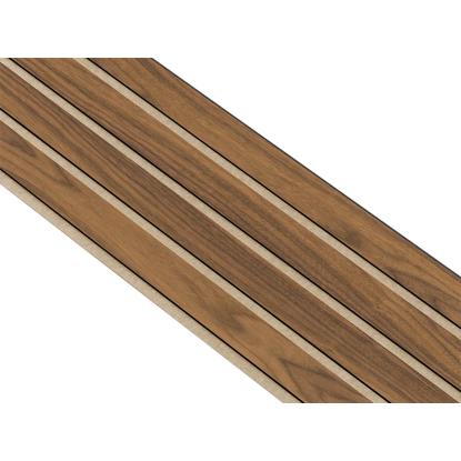 I-Wood Medio+ 4-lamel akustikpanel, klar olieret, beige filt og sort kerne, valnøddefiner, 17 x 300 mm