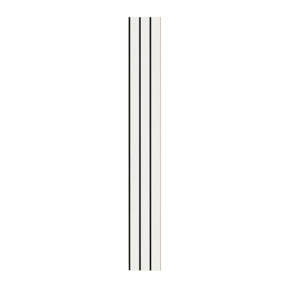 I-Wood Medio+ 3-lamel akustikpanel, hvidmalet, sort filt og lys kerne, folie, 16 x 300 mm