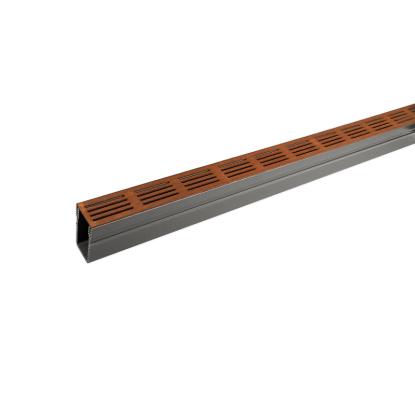 Plastmo SlimLine dræn med rist, 1 meter, cortenstål