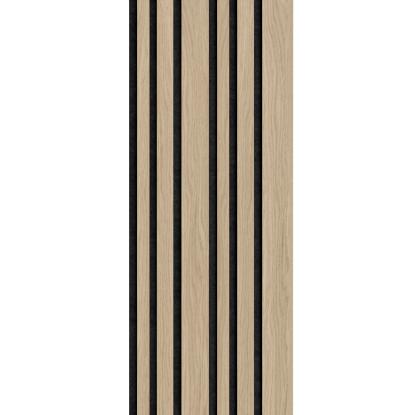 I-Wood Basic Mixed akustikpanel, hvid olieret, sort filt og lys kerne, egefiner, 16 x 300 mm 