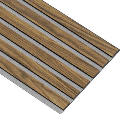 I-Wood Medio+ Original akustikpanel, klar olieret, grå filt og sort kerne, valnøddefiner, 17 x 300 mm