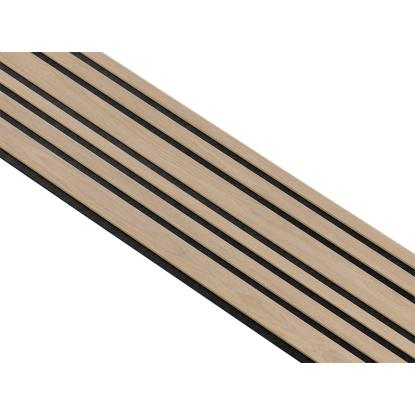 I-Wood Medio+ Mixed akustikpanel, ubehandlet natur, sort filt og lys kerne, egefiner, 16 x 300 mm