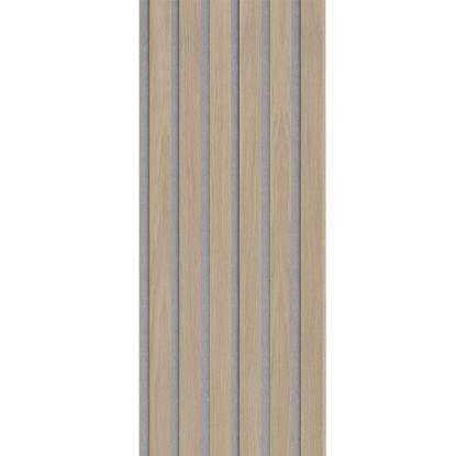 I-Wood Medio+ Original akustikpanel, hvid olieret, grå filt og lys kerne, egefiner, 16 x 300 mm