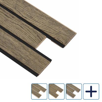 I-Wood Pro+ I-Lock 3-lamel akustikpanel, sort olieret, lys kerne, egefiner, 16 x 300 x 2400 mm