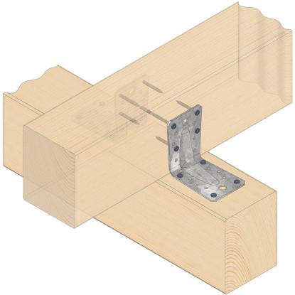 SIMA vinkelbeslag V2 G55 med rib, varmforsinket, 90 x 90 x 2,5 x 65 mm