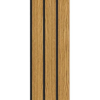 I-Wood Medio+ 3-lamel akustikpanel, brun olieret, sort filt og lys kerne, egefiner, 16 x 300 mm