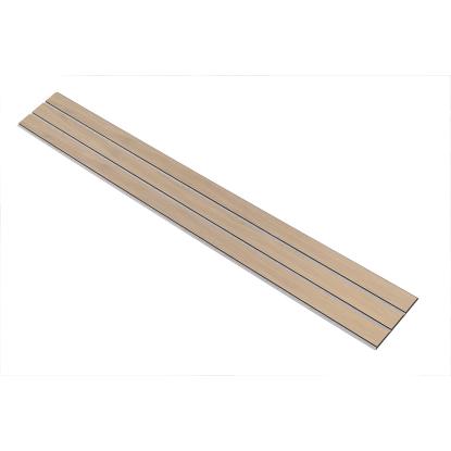 I-Wood Medio+ 3-lamel akustikpanel, ubehandlet natur, grå filt og sort kerne, egefiner, 17 x 300 mm