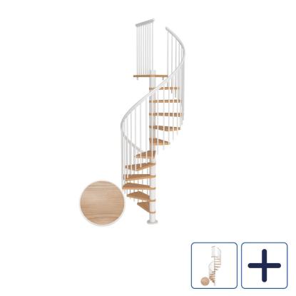 DOLLE Montreal CLASSIC 4 spindeltrappe, Ø120 cm, hvid/egetræsfiner