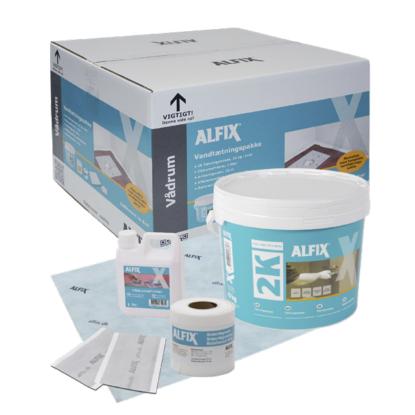 Alfix 2K komplet tætningspakke med afløbs- og rørmanchet, hvid