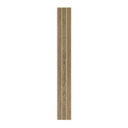 I-Wood Basic 3-lamel akustikpanel, mørkebrun olieret, grå filt og lys kerne, egefiner, 16 x 300 mm 