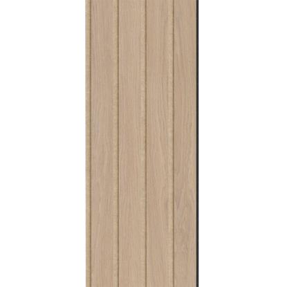 I-Wood Basic 4-lamel akustikpanel, ubehandlet natur, beige filt og sort kerne, egefiner, 17 x 300 mm 