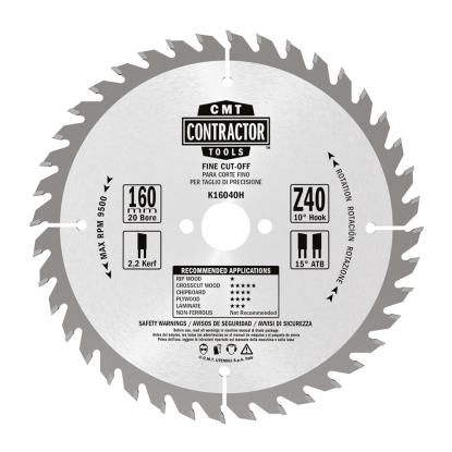 CMT rundsavsklinge til træ, Z40 W, Ø160 x 2,2 x 20 mm - 10 stk.