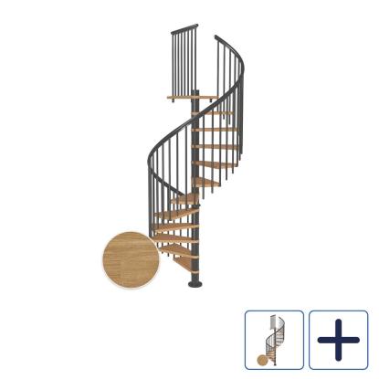 DOLLE Montreal CLASSIC 4 spindeltrappe, Ø140 cm, antracit/olieret eg