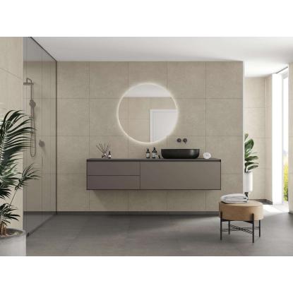 Fibo Cement vådrumspanel med 60 x 60 cm fliselook, 10 x 600 x 2400 mm, rough cement gem stone